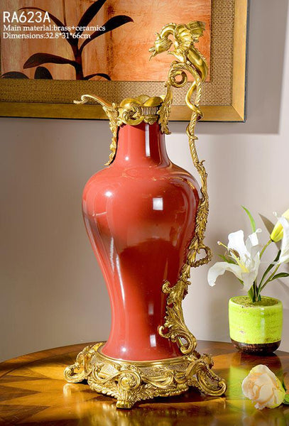 Ormolu Mounted Dragon Yellow Porcelain Vase -  westmenlights