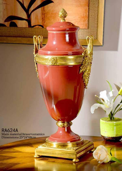 Gilt Bronze Red Temple Jar -  westmenlights
