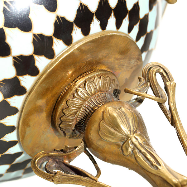 蒂高美居 奢华家居创意高脚花盆欧式陶瓷镶铜装饰摆件 83-1458