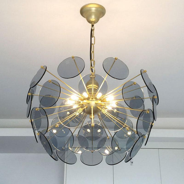 Circular Golden Lighting with Color Glass Shade -  westmenlights