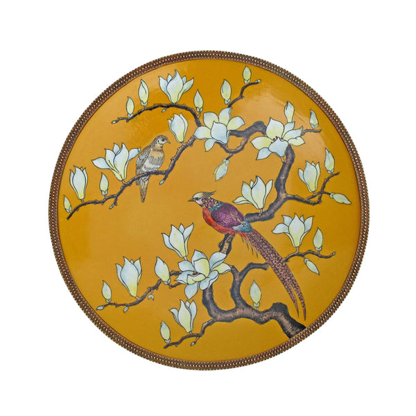 European style living room ceramic inlaid copper decorative wall plate wall decoration American ornaments crafts high-end luxury wall hanging pendant