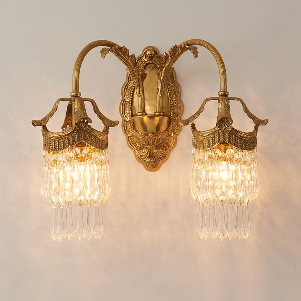 gilt bronze wall sconce with crystal lampshades -  westmenlights