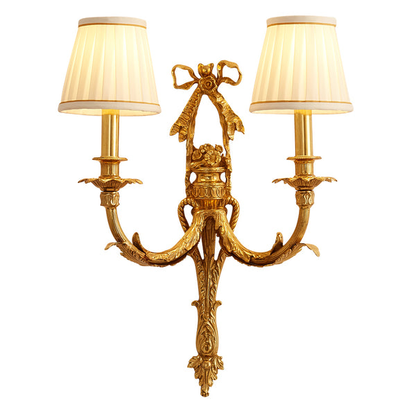 gilt bronze sconce with fabric lampshades -  westmenlights