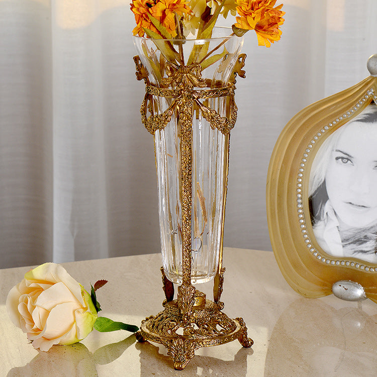 Mini Brass Crystal Flower Vase