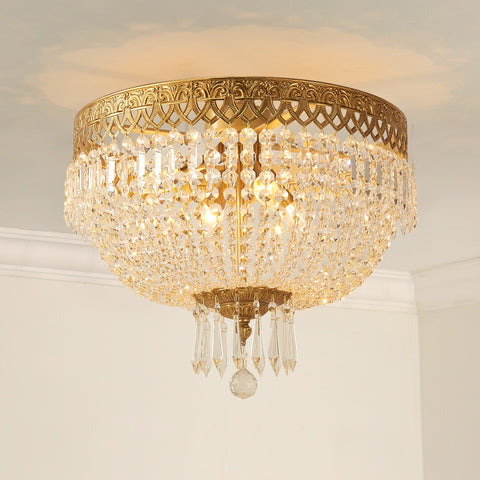 gilt bronze ceiling lights with crystal lampshades -  westmenlights