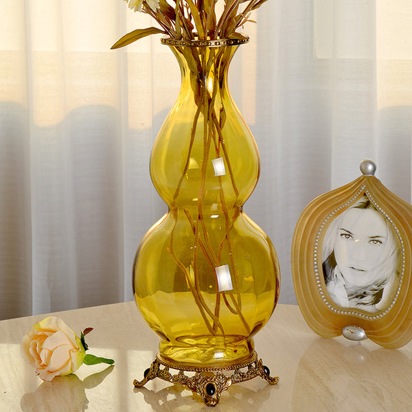 Gourd Brass Crystal Flower Vase -  westmenlights