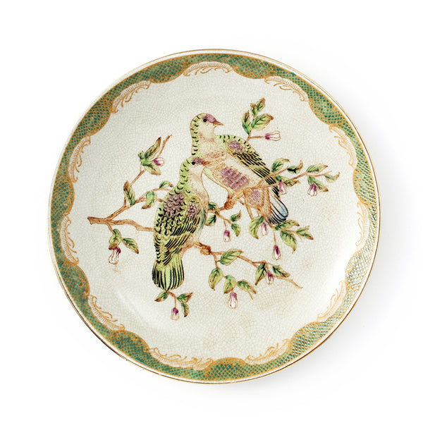 American pastoral flower and bird tray, ceramic wall decoration, pendant, European-style crafts, home accessories, hanging tray