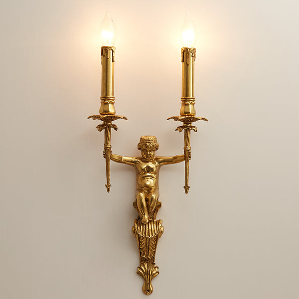 gilt bronze angel double bulb sconce -  westmenlights