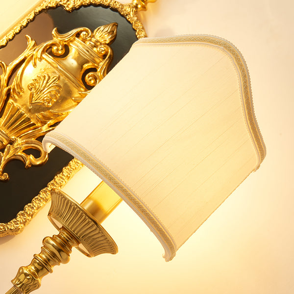 gilt bronze sconce with fabric lampshades -  westmenlights