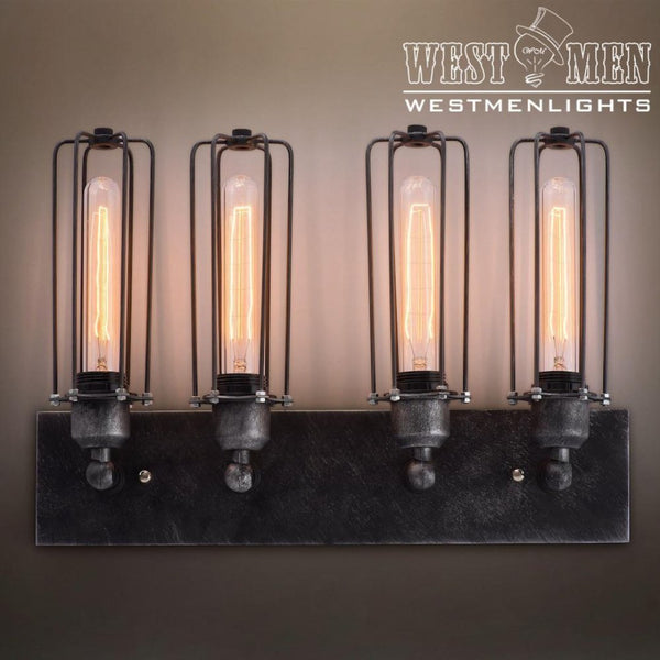 Cylinder 4 Lights Cage Vanity Lighting Sconce -  westmenlights